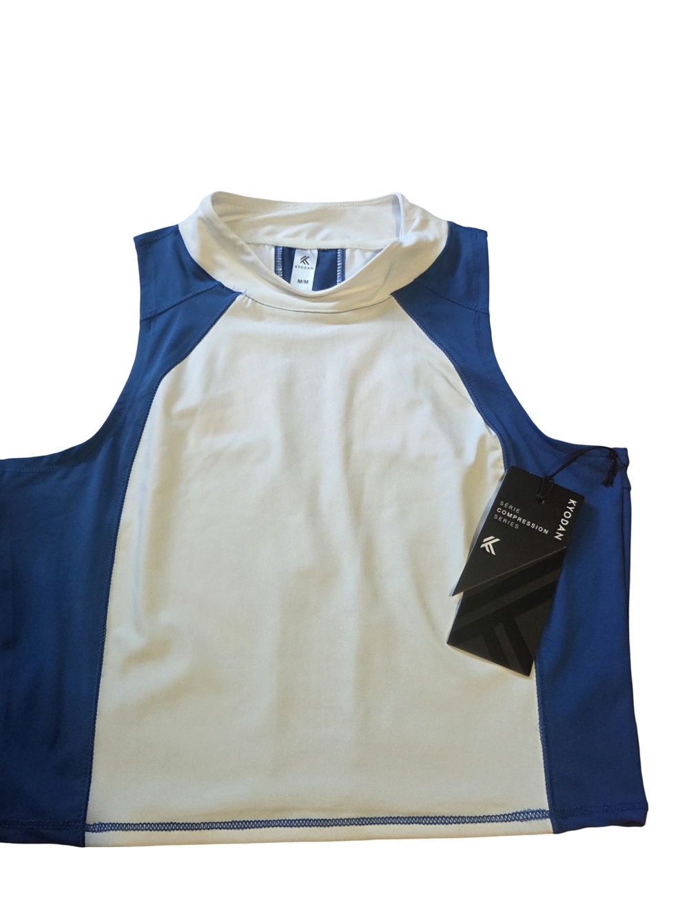 2 Kyodan Women's White & Blue Rash Guard Tank Swim Top